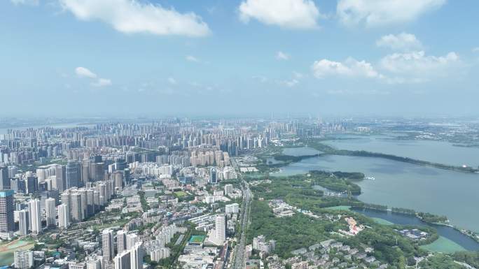 武汉市武昌区东湖路航拍城市风光建筑风景