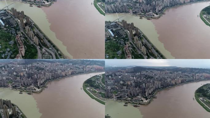 重庆涪陵两江交汇处现“鸳鸯锅”景观