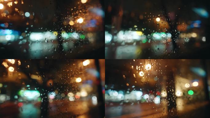 城市空境头 下雨天 窗户空镜 雨中