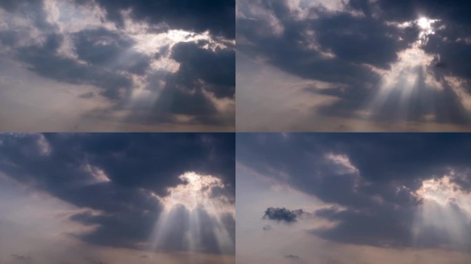 4k天空乌云阳光延时乌云走