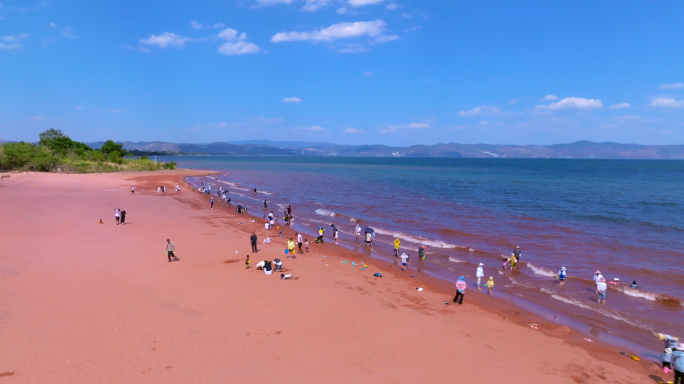 云南抚仙湖旅游航拍素材