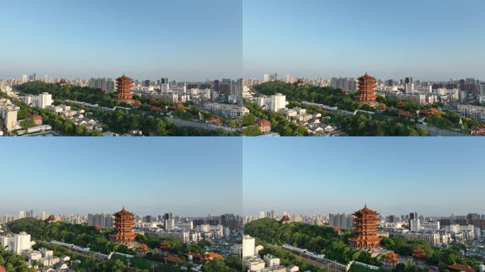 武汉地标黄鹤楼航拍城市景观建筑风光风景