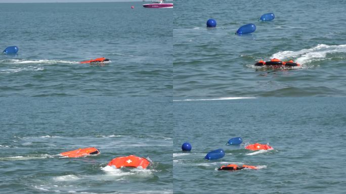 航行在海面上的无人救生机器人