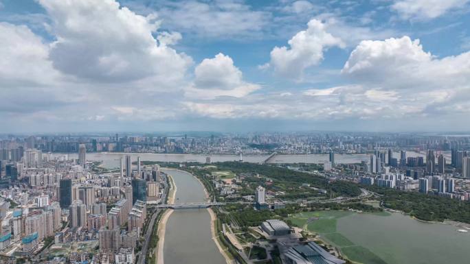 江城武汉城市风光航拍延时
