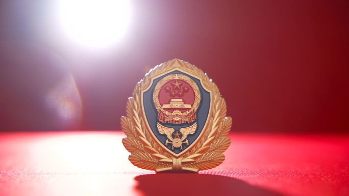 逆光下的消防救援徽章