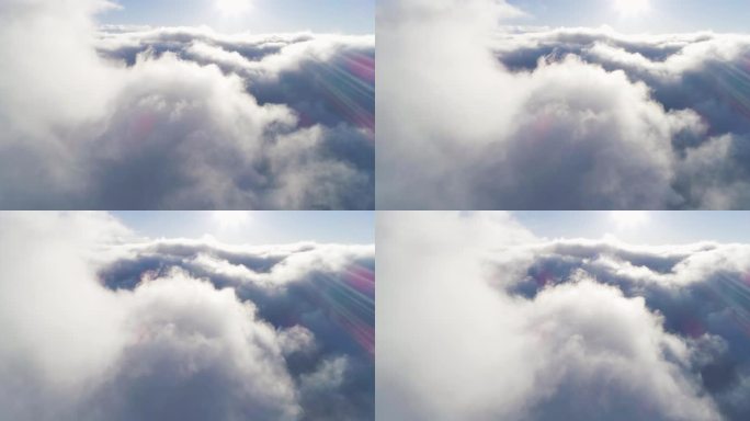 唯美天空云雾缭绕穿越云朵飞行视角