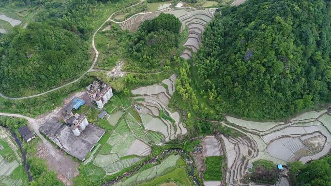 福建龙岩赖源乡 梯田 青山 古村落 乡村