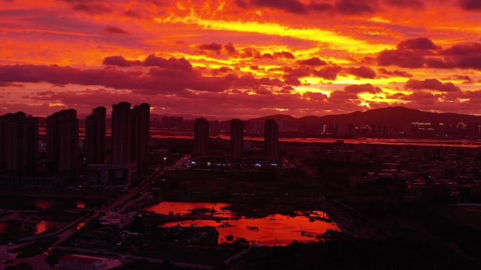 台风烈焰晚霞航拍