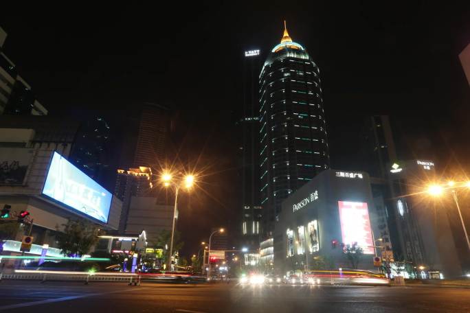 无锡夜景市中心恒隆书店城市灯光远景大景