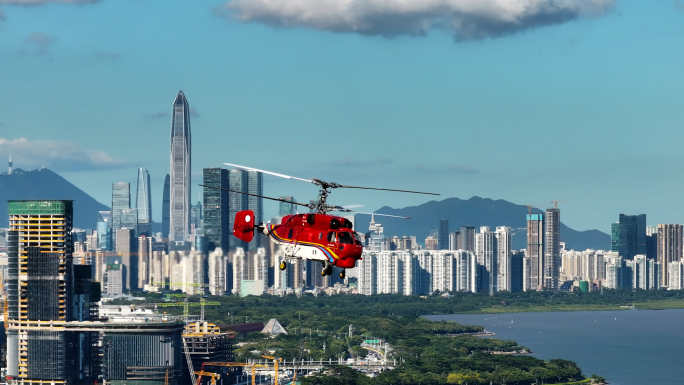 直升机在城市穿梭