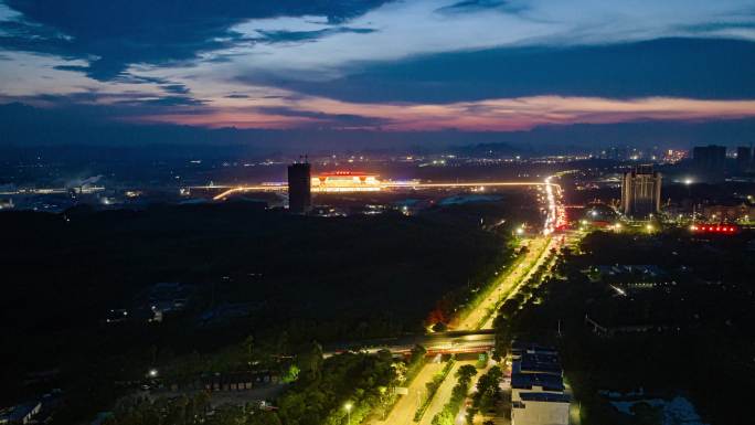 武鸣夜景南宁北站延时航拍1