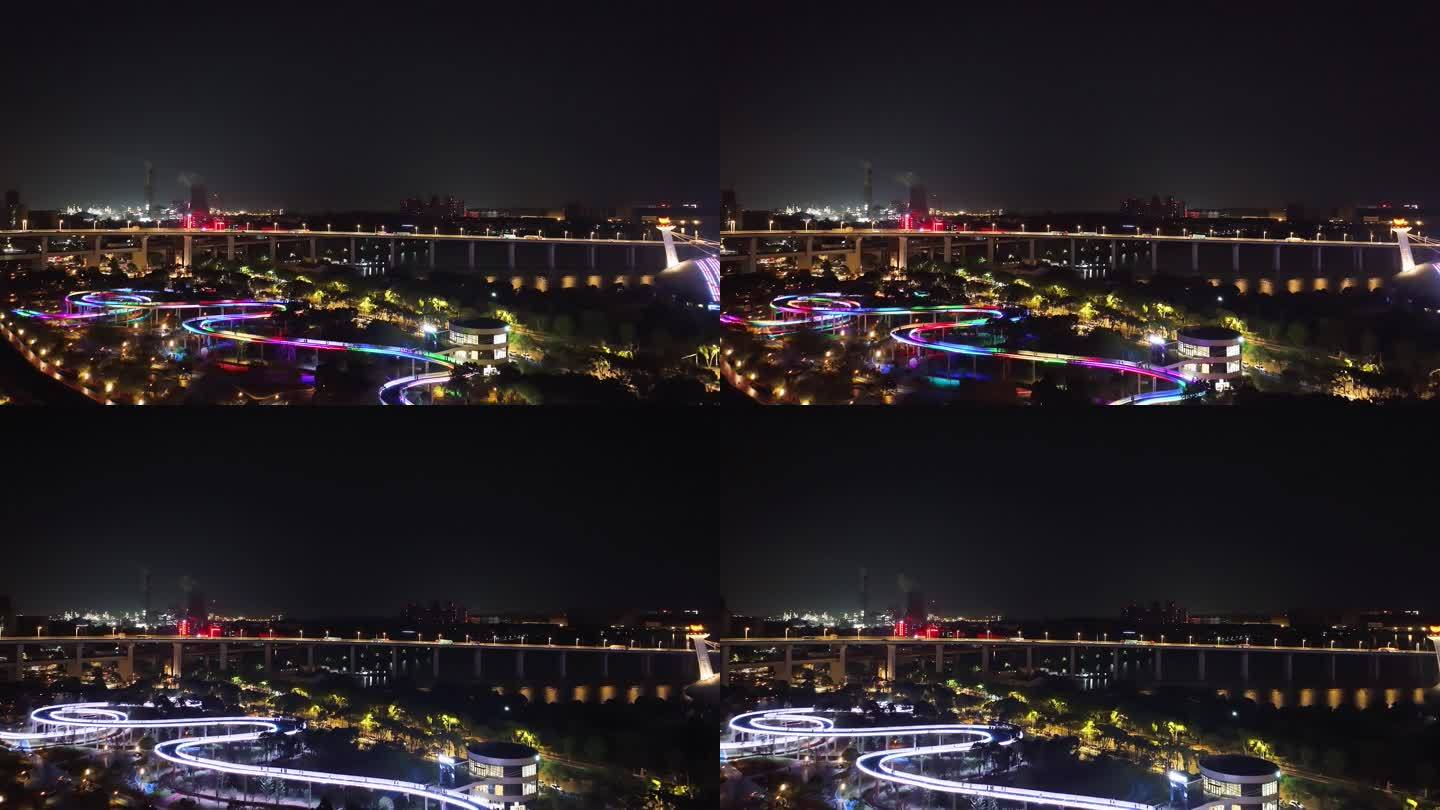 江西九江长江国家文化公园夜景航拍