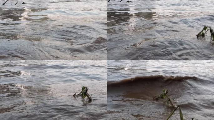 洪水浪花河水暴涨黄河水浪洪水浊水河水上涨