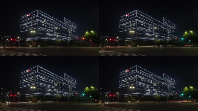 4K_京东大厦夜景车流延时