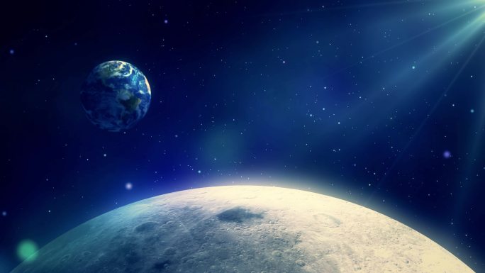 4K月球登陆计划月亮视角太空科研背景