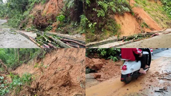 雨水灾山体滑坡冲毁道路塌方强降雨土方崩塌