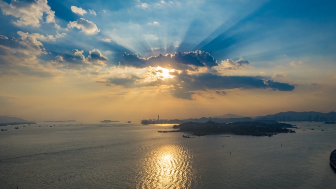 厦门鼓浪屿双子塔日落晚霞夜景延时摄影