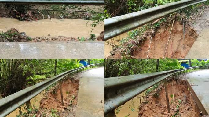 农村强降雨道路塌方地陷土方崩塌公路滑坡