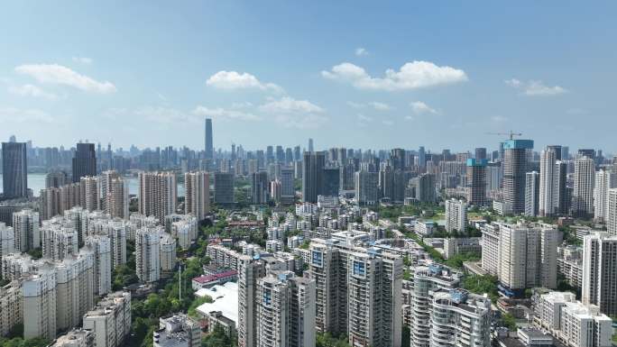 武汉武昌新区航拍城市建筑风光鸟瞰市区风景