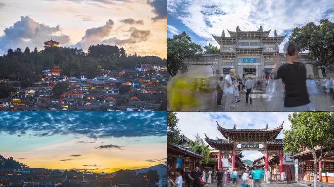 丽江古城延时大合集建筑日转夜夜景云南美景