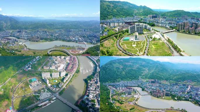 天全县县城航拍