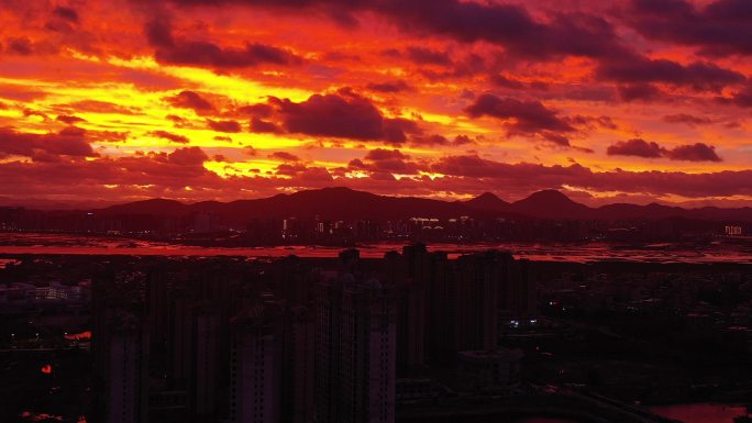 台风烈焰晚霞航拍