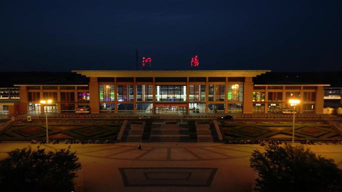 泗阳高铁站夜景航拍