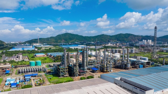 4k珠海高栏港化工石化企业炼油厂航拍延时