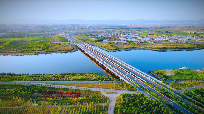 呼和浩特市大景大黑河景观带航拍