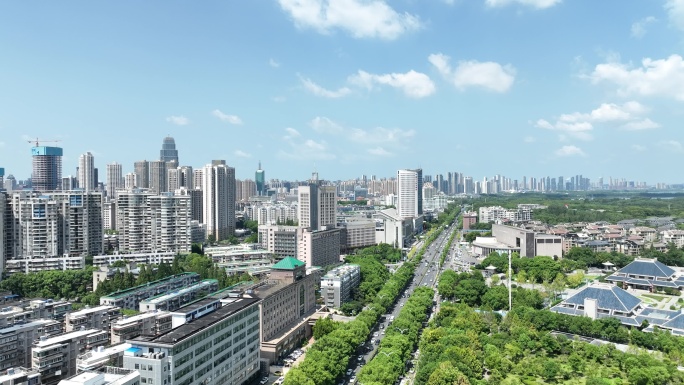 武汉市武昌区东湖路航拍城市风光建筑风景