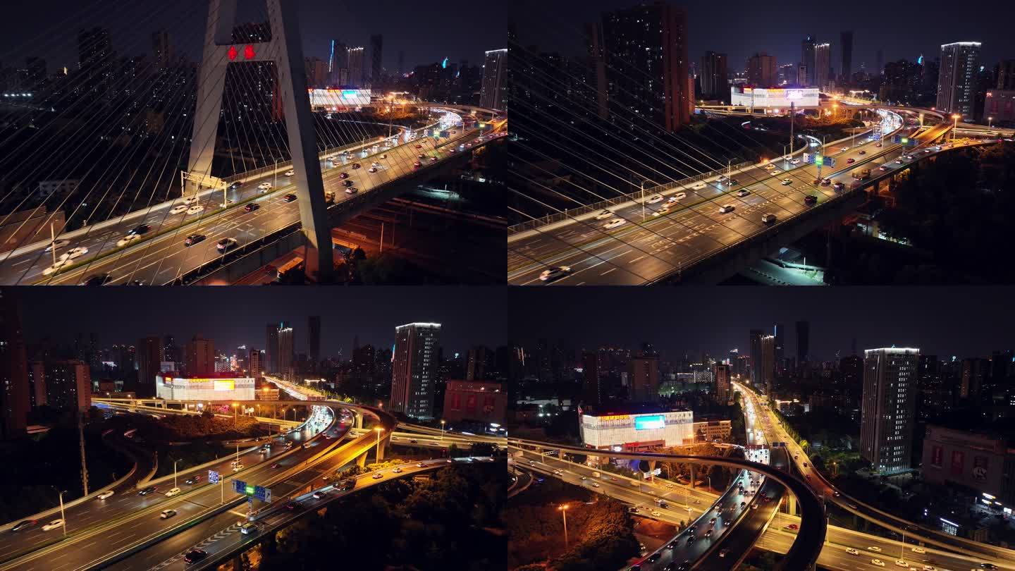 城市交通立交桥夜景航拍