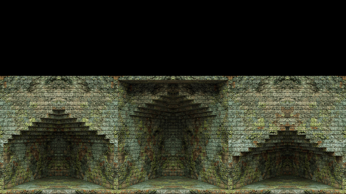 【裸眼3D】肌理墙体丛林石质方形矩阵空间