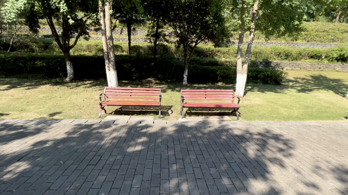 公园长椅长凳空镜头