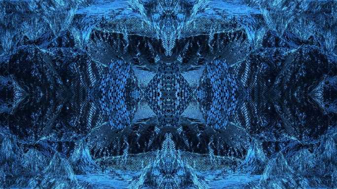 【4K背景】宝蓝奢华碎片镜像迷幻分形空间