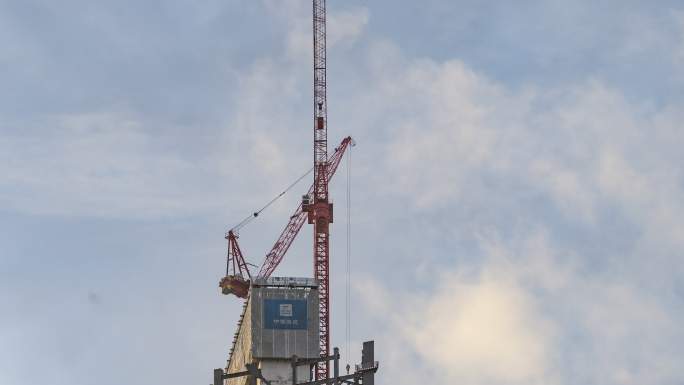 临港新片区中银金融中心塔吊建设延时摄影