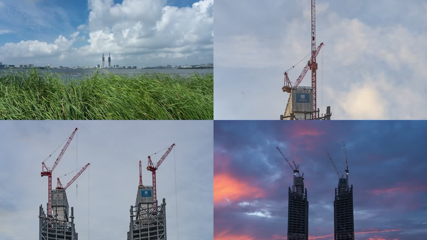 临港新片区中银金融中心塔吊建设延时摄影