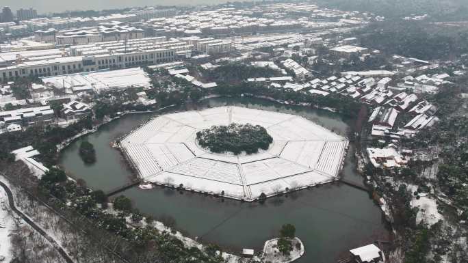 4K航拍杭州八卦田雪景