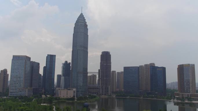 4K航拍绍兴城市建筑高楼