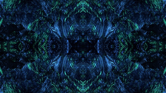 【4K背景】蓝绿奢华碎片镜像迷幻分形空间