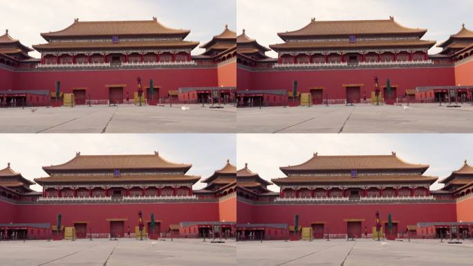 北京故宫午门关门后广场前的鸽子