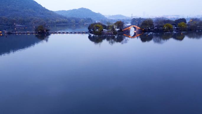 杭州湘湖 傍晚跨湖石桥