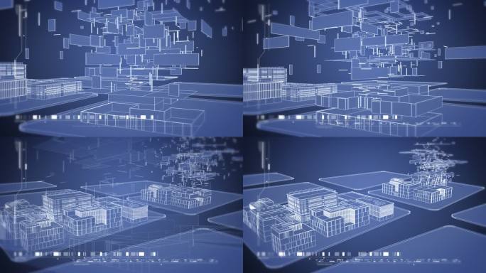 原创-城市科技建筑大楼演变动画