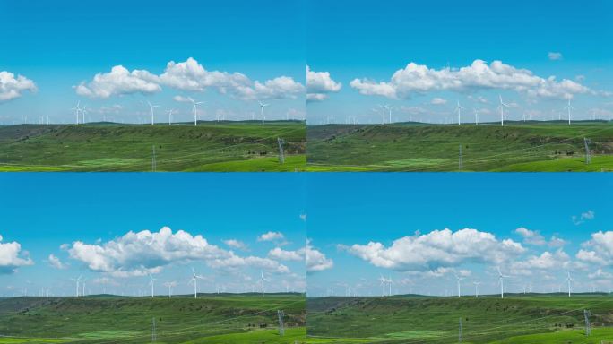 【4K】云上草原 风力发电 风能发电延时