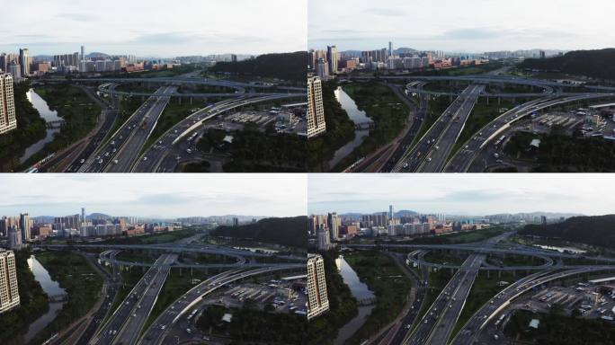 城市立体交通上升镜头 4k原创