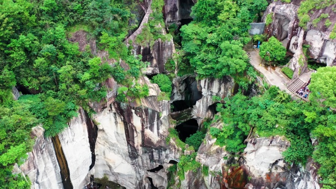 浙江温岭长屿硐天，双门硐景区，采石遗迹