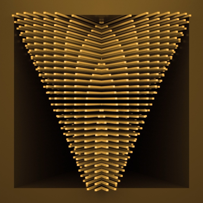 【裸眼3D】金色奢华韵律曲线几何矩阵空间