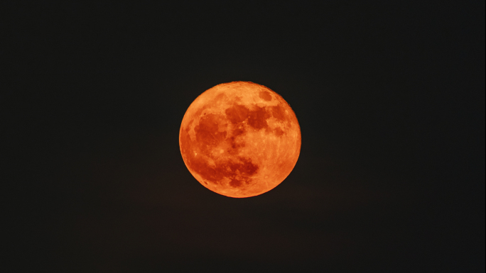 【4K超清】中秋红色超大满月升起延时