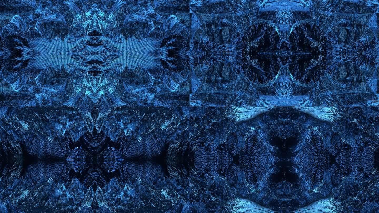 【4K背景】宝蓝奢华碎片镜像虚幻分形空间