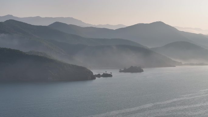 航拍泸沽湖蒗放村 高原湖泊泸沽湖