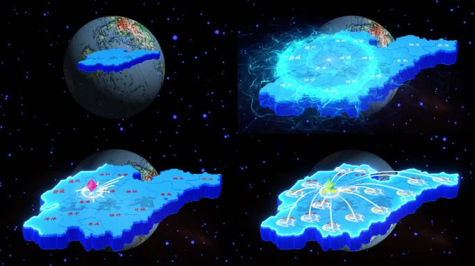 济南辐射山东 立体地图 业务分布 线条